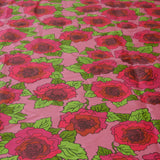 Red Roses on Pink 100% Organic Cotton Sateen (per meter)