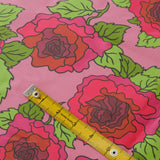 Red Roses on Pink 100% Organic Cotton Sateen (per meter)
