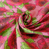 Red Roses on Pink 100% Organic Cotton Sateen (per meter)