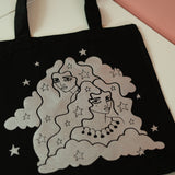 SAMPLE SALE: Gemini Black & Silver Organic Cotton Tote