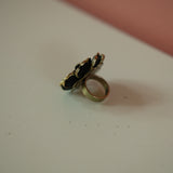 SAMPLE SALE: Black Flower Ring, Size Small