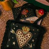 Flaming Heart Velvet Bag