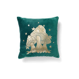 SALE: Magic Mushrooms Emerald Velvet Cushion