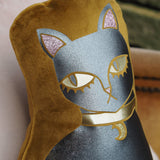 Mustard Gold Velvet Feline Cushion