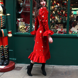 Elizabeth in Ruby Velvet with Flaming Heart Applique