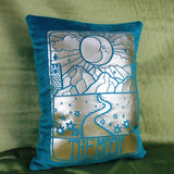 The Moon Tarot Teal Velvet Cushion